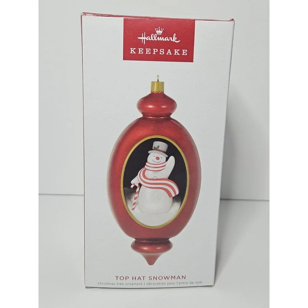 Hallmark 2022 Top Hat Snowman Ornament Limited Edition Indent Scene NIB